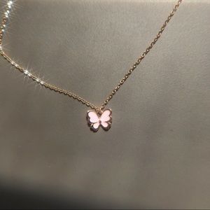 Pink butterfly necklace